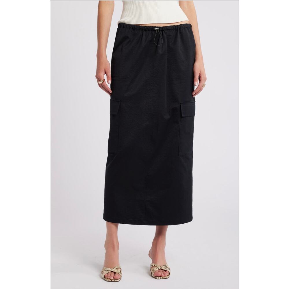 Open Edit - Drawstring Maxi Cargo Skirt - Size Large